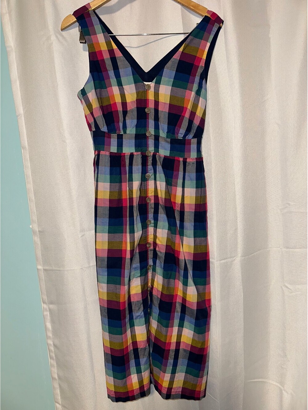J.Crew "Mixed-Plaid-Up Cottage Preppy Pockets Midi Dress 2